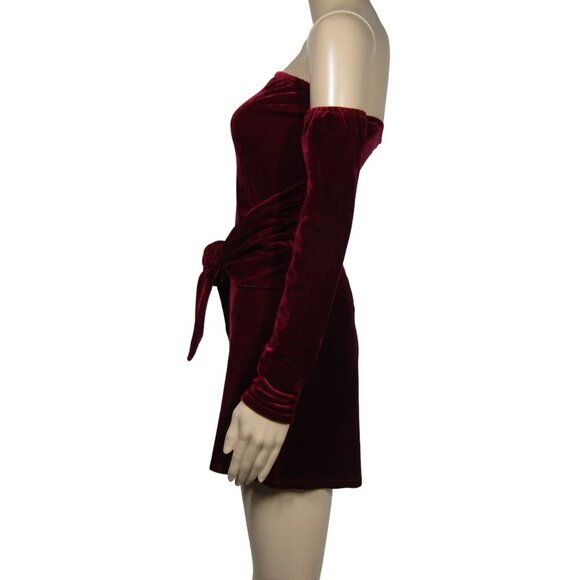 LOVERS & FRIENDS NWT VELVET Lucia Burgandy Red WHIMSIGOTH Party Mini Dress S - Picture 4 of 10